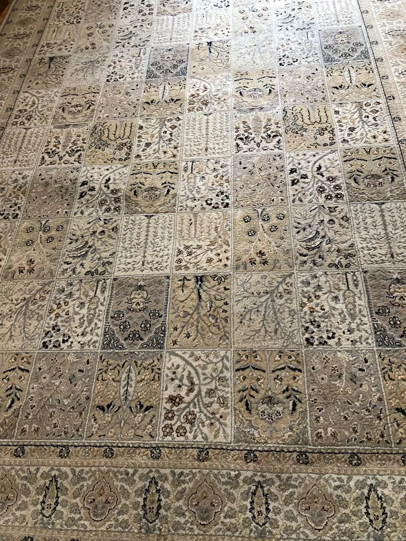 Professionally cleaned patterned rug from a real PCC job
