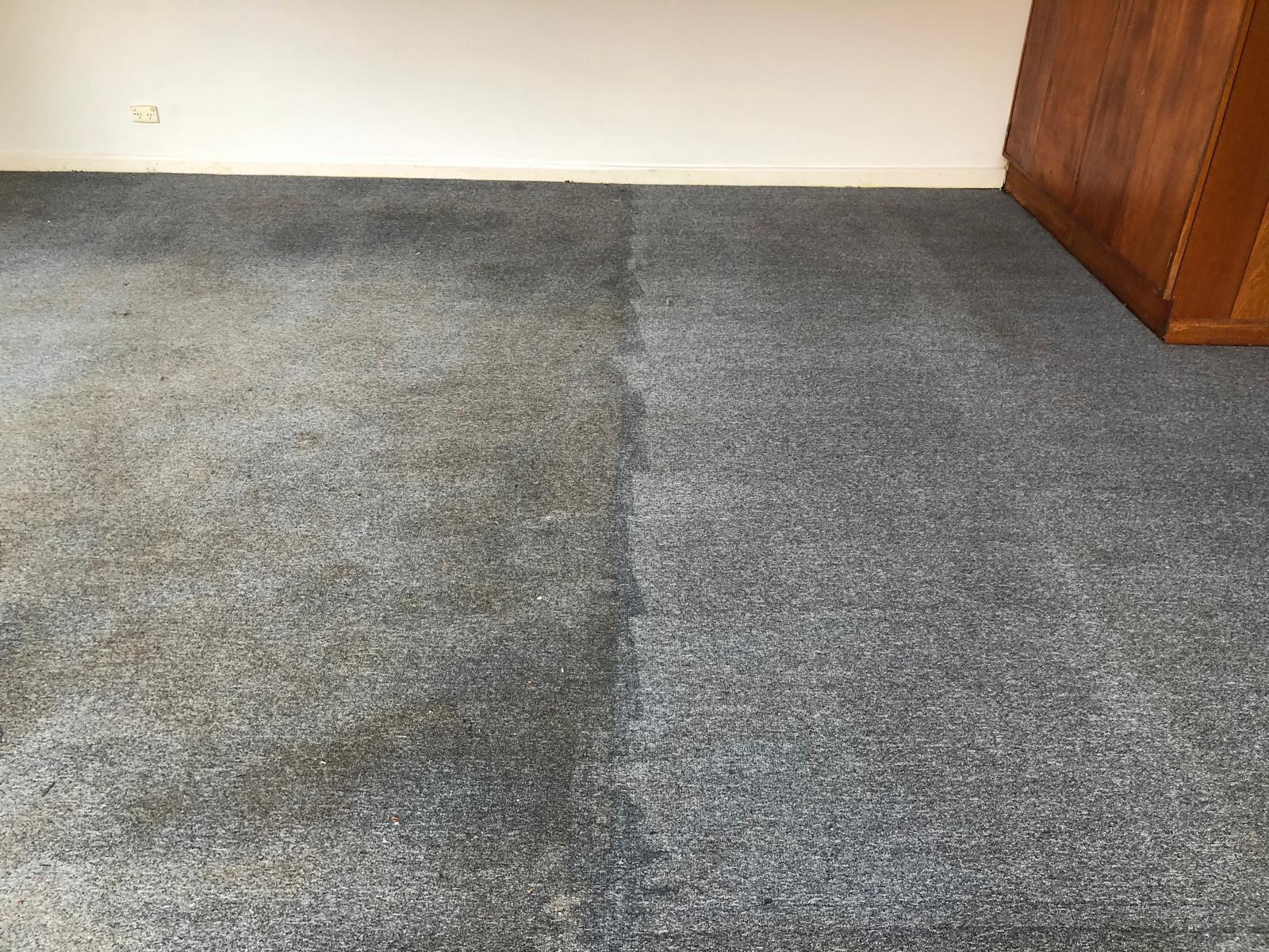 Real carpet cleaning result showing soil removal